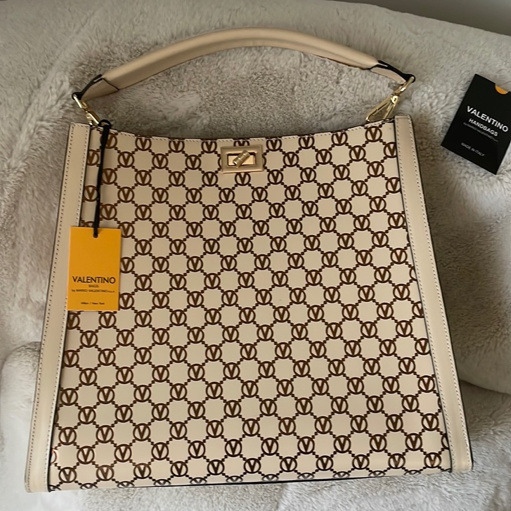 VALENTINO beautiful handbag NEW cream and bronze